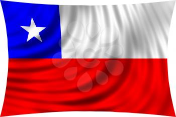 Flag of Chile waving in wind isolated on white background. Chilean national flag. Patriotic symbolic design. 3d rendered illustration