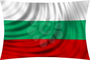 Flag of Bulgaria waving in wind isolated on white background. Bulgarian national flag. Patriotic symbolic design. 3d rendered illustration
