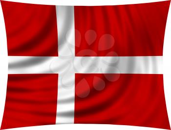 Flag of Denmark waving in wind isolated on white background. Danish national flag. Patriotic symbolic design. 3d rendered illustration