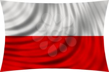 Flag of Poland waving in wind isolated on white background. Polish national flag. Patriotic symbolic design. 3d rendered illustration