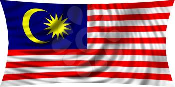 Flag of Malaysia waving in wind isolated on white background. Malaysian national flag. Patriotic symbolic design. 3d rendered illustration