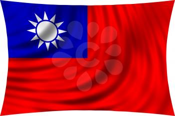 Flag of the Republic of China, ROC, Taiwan waving in wind isolated on white background. The national flag of Taiwan. Patriotic symbolic design. 3d rendered illustration