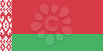 Flag of Belarus in correct size, proportions and colors. Accurate official standard dimensions. Belarusian national flag. Patriotic symbol, banner, element, background. Vector illustration