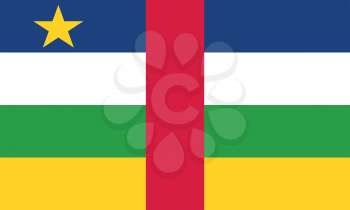 Flag of the Central African Republic in correct size, proportions and colors. Accurate official standard dimensions. Central Africa national flag. African patriotic symbol, banner, element. Vector