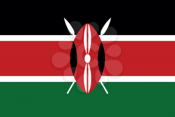 Flag of Kenya in correct size, proportions and colors. Accurate official standard dimensions. Kenyan national flag. African patriotic symbol, banner, element, background. Vector illustration
