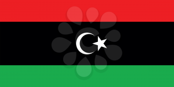 Flag of Libya in correct size, proportions and colors. Accurate official standard dimensions. Libyan national flag. African patriotic symbol, banner, element, background. Vector illustration