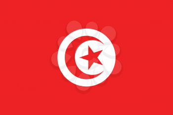 Flag of Tunisia in correct size, proportions and colors. Accurate official standard dimensions. Tunisian national flag. African patriotic symbol, banner, element, background. Vector illustration