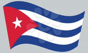 Cuban national official flag. Patriotic symbol, banner, element, background. Correct colors. Flag of Cuba waving on gray background, vector