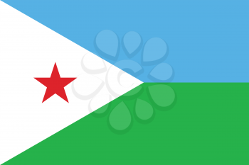 Djiboutian national official flag. Patriotic symbol, banner, element, background. Accurate dimensions. Flag of Djibouti in correct size and colors, vector illustration