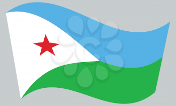 Djiboutian national official flag. Patriotic symbol, banner, element, background. Correct colors. Flag of Djibouti waving on gray background, vector