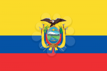 Ecuadorian national official flag. Patriotic symbol, banner, element, background. Accurate dimensions. Flag of Ecuador in correct size and colors, vector illustration