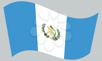 Guatemalan national official flag. Patriotic symbol, banner, element, background. Correct colors. Flag of Guatemala waving on gray background, vector