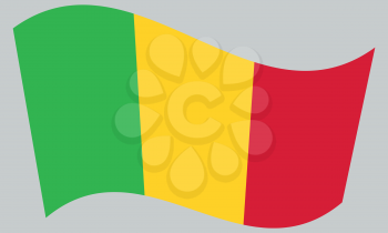 Malian national official flag. African patriotic symbol, banner, element, background. Correct colors. Flag of Mali waving on gray background, vector