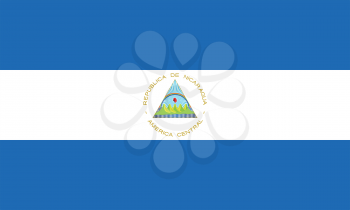 Nicaraguan national official flag. Patriotic symbol, banner, element, background. Accurate dimensions. Flag of Nicaragua in correct size and colors, vector illustration
