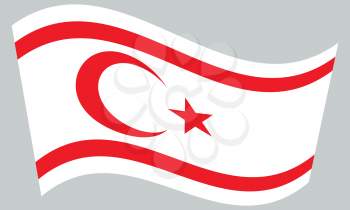 Northern Cyprus national official flag. TRNC patriotic symbol, banner, element, background. Correct colors. Flag of Turkish Republic of Northern Cyprus waving on gray background, vector