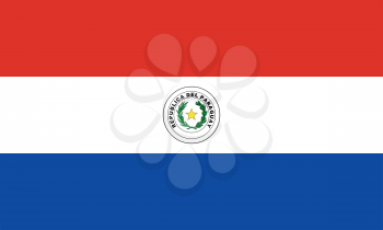 Paraguayan national official flag. Patriotic symbol, banner, element, background. Accurate dimensions. Flag of Paraguay in correct size and colors, vector illustration