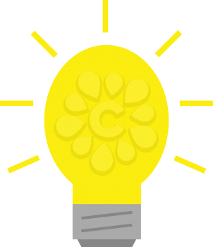 Vector yellow light bulb glowing.