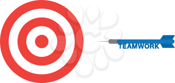 Vector red bullseye and blue dart with text teamwork.