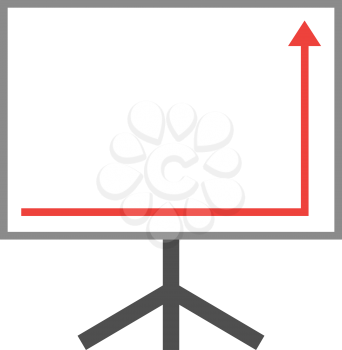 Vector white board with red arrow pointing right down and up.