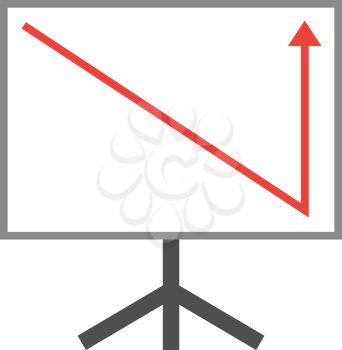 Vector white board with red arrow pointing down and up.