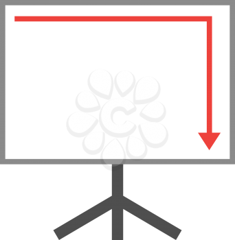 Vector white board with red arrow flat up and down.