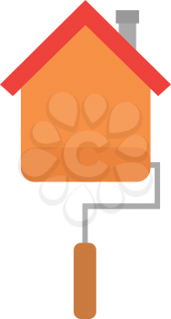 Vector paint roller brush painting house icon orange.