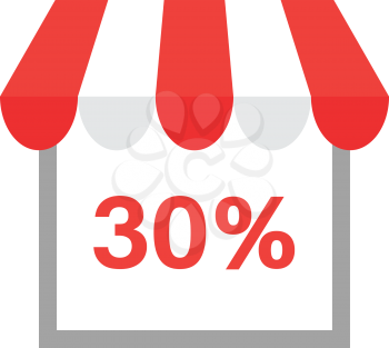 Vector shop or store icon with red 30 percent.