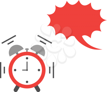 Vector of an alarm clock with red exclamation bubble and shaking and ringing at 9:00.