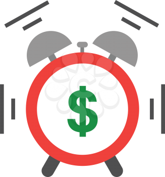 Vector of an alarm clock shaking and ringing include green dollar.