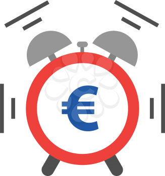 Vector of an alarm clock shaking and ringing include blue euro.