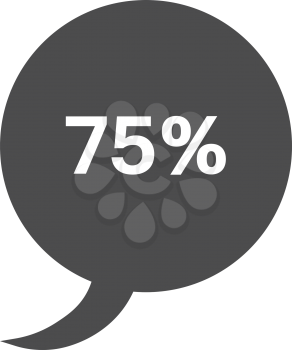 Vector circle speech bubble with 75 percent.