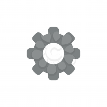 Flat design style vector illustration of grey gear symbol icon on white background.
