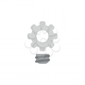 Flat design style vector illustration concept of grey gear light bulb symbol icon on white background.