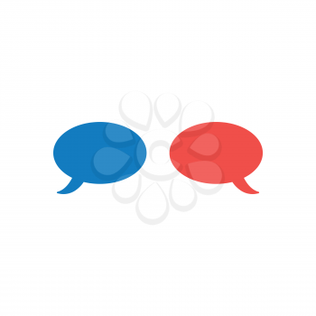 Vector illustration concept of blue and red speech bubble icons in different directions on white background with flat design style.