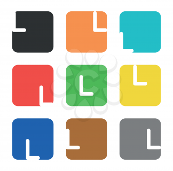 Vector logo element. The letter L is in a square shape with rounded edges and different colors.