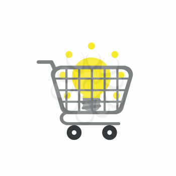 Vector illustration icon concept of light bulb inside shopping cart.
