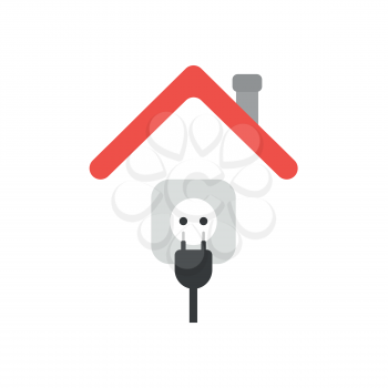 Vector illustration icon concept of plug and outlet under house roof.
