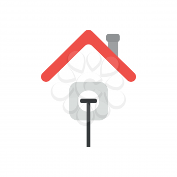 Vector illustration icon concept of plug plugged into outlet under house roof.