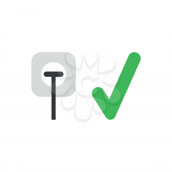Vector illustration icon concept of plug plugged into outlet with check mark.