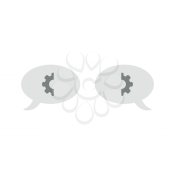 Vector illustration icon concept of two speech bubbles with gear parts.