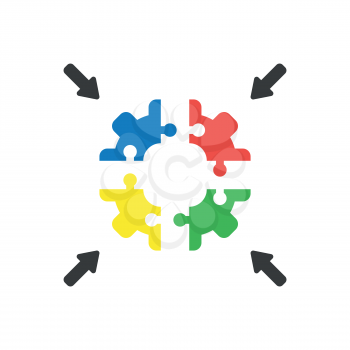 Vector illustration icon concept of four part jigsaw puzzle gear pieces connecting.