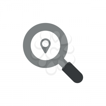 Vector illustration icon concept of magnifying glass with map pointer.