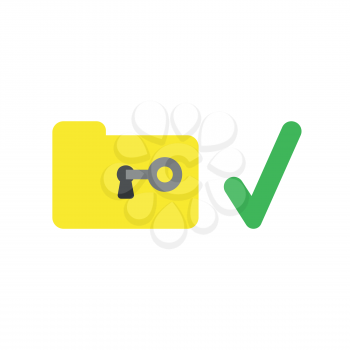 Vector illustration icon concept of key unlock file folder with check mark.