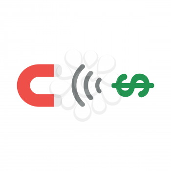 Vector illustration icon concept of magnet attracting dollar money symbol.
