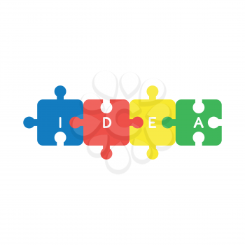 Vector illustration icon concept of four idea  jigsaw puzzle pieces connected.