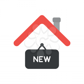 Vector illustration icon concept of new hanging sign under house roof.