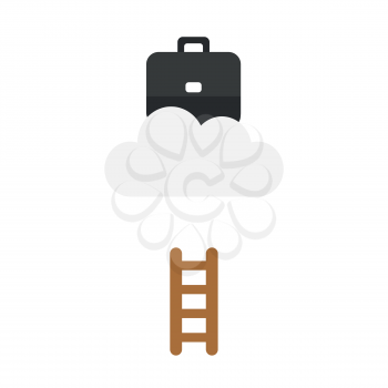 Vector illustration icon concept of briefcase on cloud with short ladder.