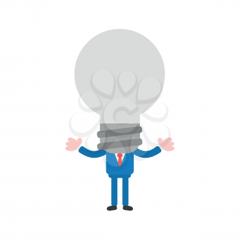 Vector illustration concept of businessman character with gray light bulb icon head.