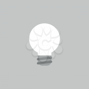 Flat vector icon concept of light bulb on grey background.