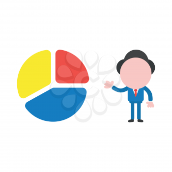Vector illustration businessman mascot character with three parts diagram.